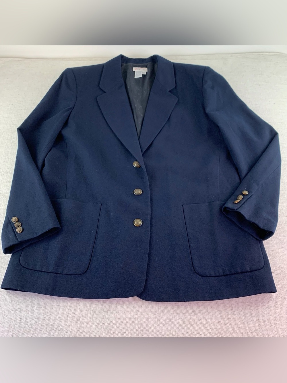 Talbots women's Classic 100% wool Blazer size 16 in navy blue Made in USA